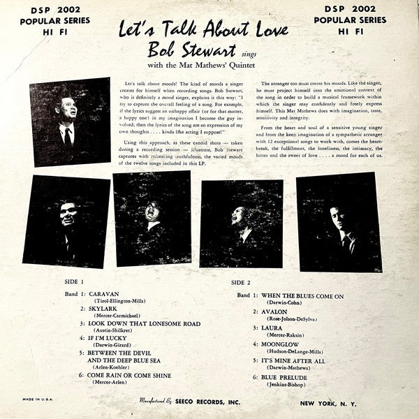 Bob Stewart (3) With The Mat Mathews Quintet : Let's Talk About Love (LP, Album, Mono)