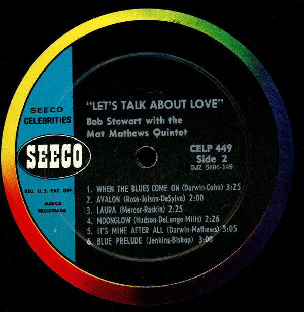 Bob Stewart (3) With The Mat Mathews Quintet : Let's Talk About Love (LP, Album, Mono)