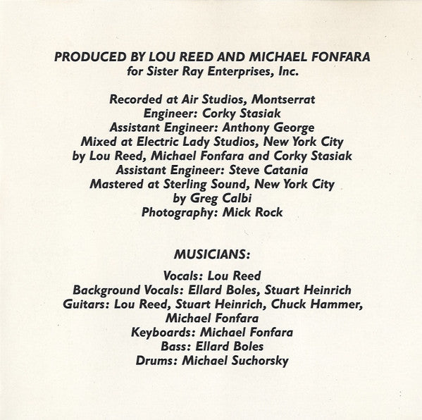 Lou Reed : Growing Up In Public (CD, Album, RE)