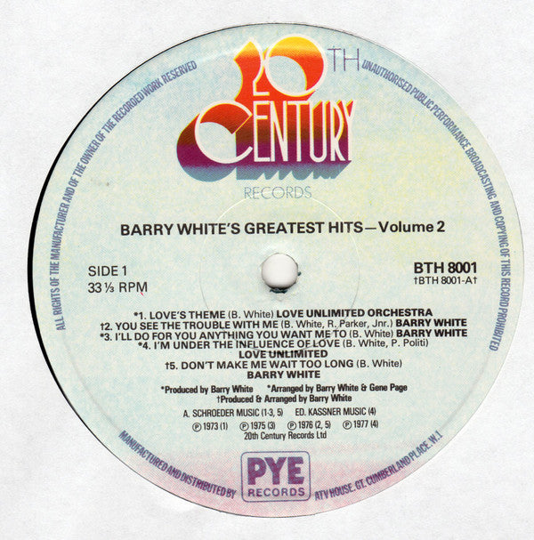 Barry White : Greatest Hits Volume Two (LP, Comp, Gar)
