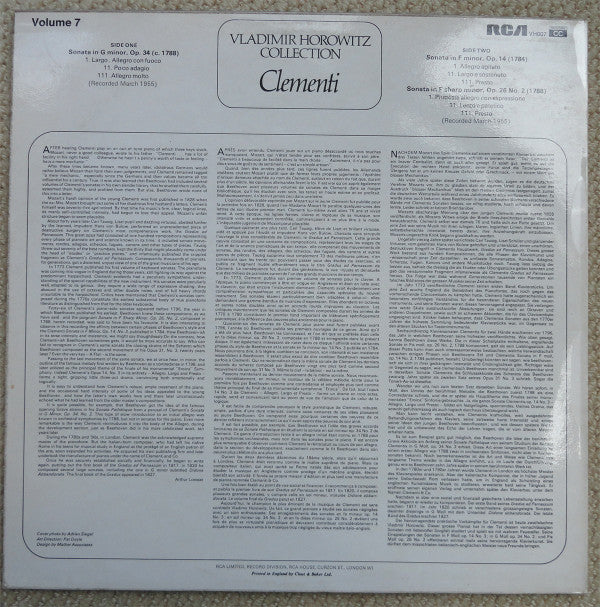 Vladimir Horowitz : Clementi (LP)