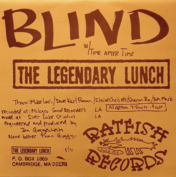 Legendary Lunch : Blind / Time After Time (7", Single, Red)