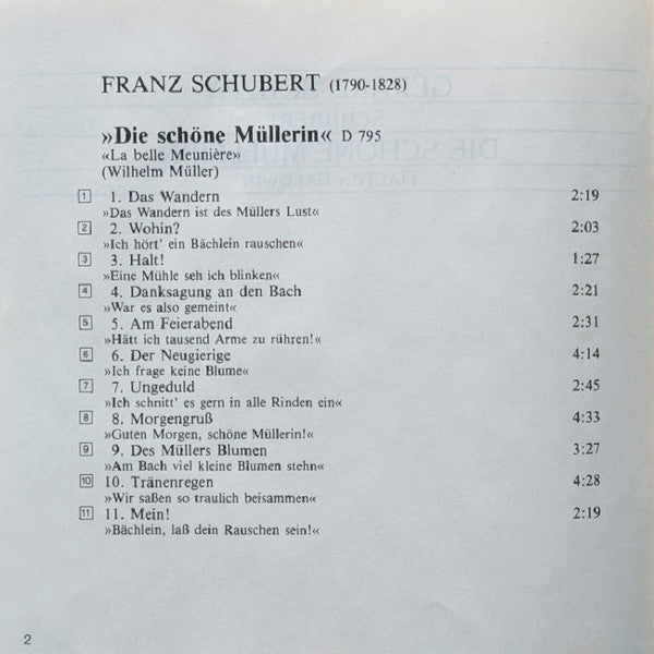Franz Schubert, Gérard Souzay, Dalton Baldwin : Die Schöne Müllerin (CD, Album, RE, RM)