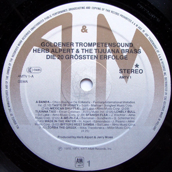 Herb Alpert & The Tijuana Brass : Goldener Trompetensound - Die 20 Grössten Erfolge (LP, Comp)