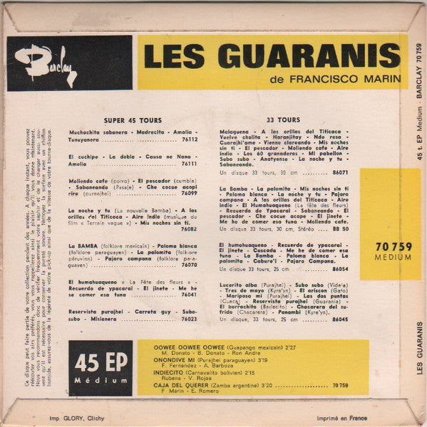 Les Guaranis : Oowee Oowee Oowee (7", EP, Mono)