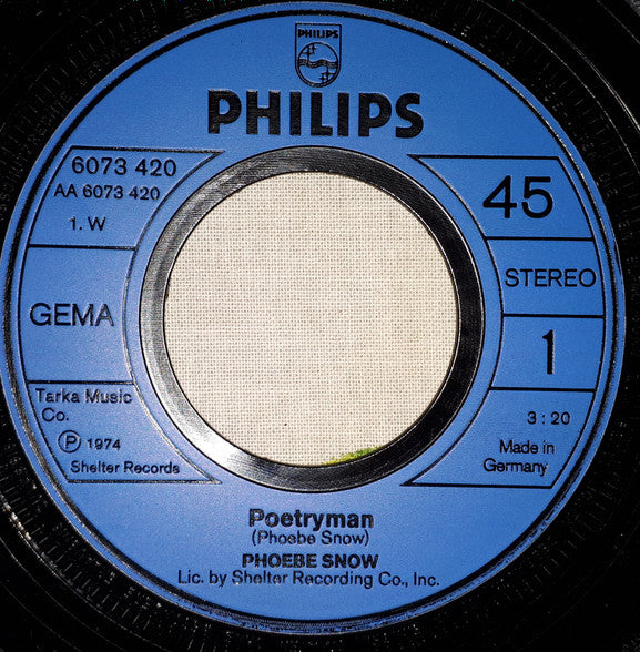 Phoebe Snow : Poetry Man (7", Single)