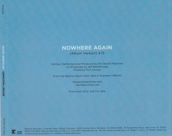 Secret Machines : Nowhere Again (CD, Single, Promo)