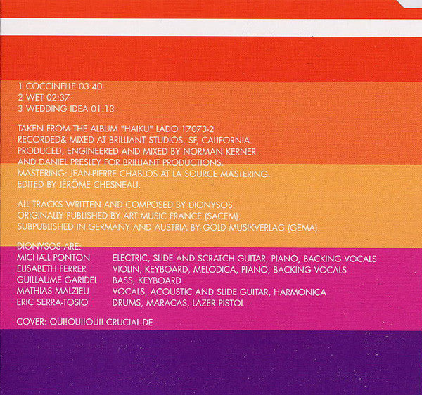 Dionysos (2) : Coccinelle / Wet (CD, Single)