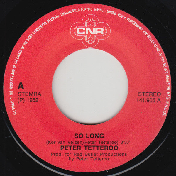 Peter Tetteroo : So Long (7", Single)