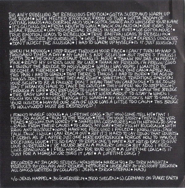 Collaps : I Burnt The Bridge To Hollywood (7", Whi)