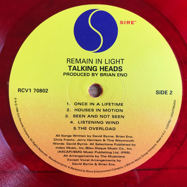 Talking Heads : Remain In Light (LP, Album, RSD, Ltd, RE, RP, Red)