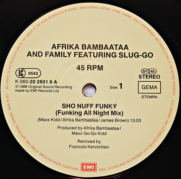 Afrika Bambaataa & Family Featuring Slug-Go : Sho Nuff Funky (Funking All Night Mix) (12")
