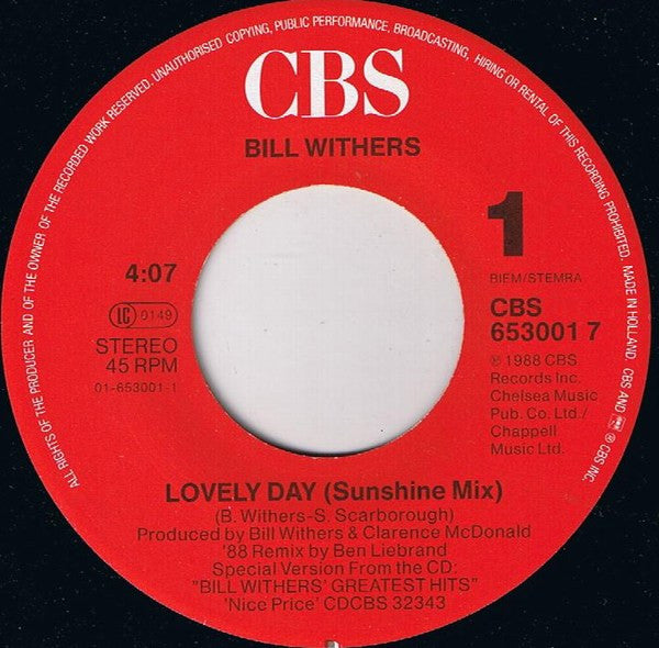 Bill Withers : Lovely Day (Sunshine Mix) (7", Single)