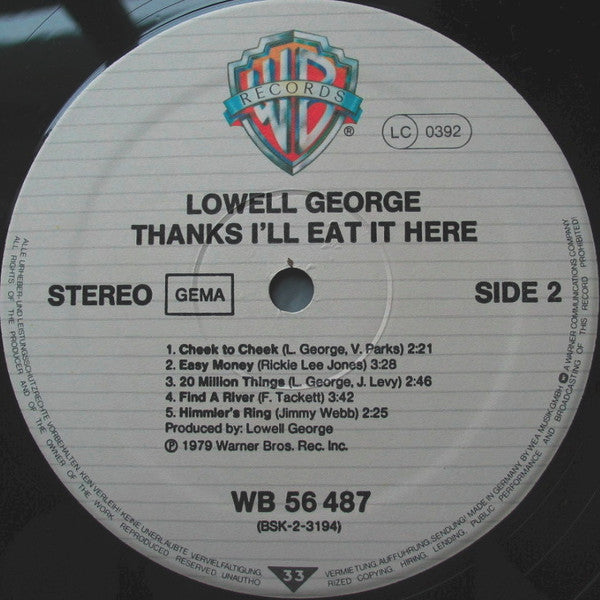Lowell George : Thanks I'll Eat It Here (LP, Album)