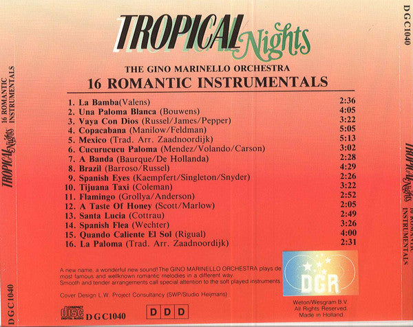 The Gino Marinello Orchestra : Tropical Nights (16 Romantic Instrumentals) (CD, Album)