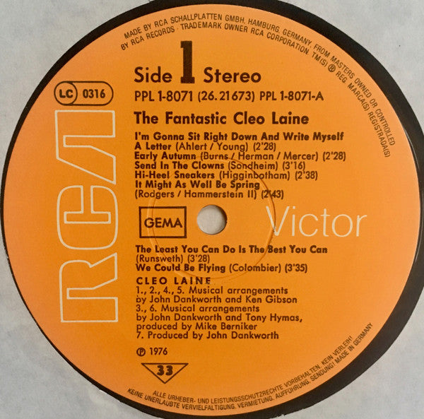 Cleo Laine : The Fantastic Cleo Laine (LP, Comp, RE)