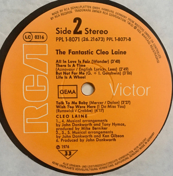Cleo Laine : The Fantastic Cleo Laine (LP, Comp, RE)