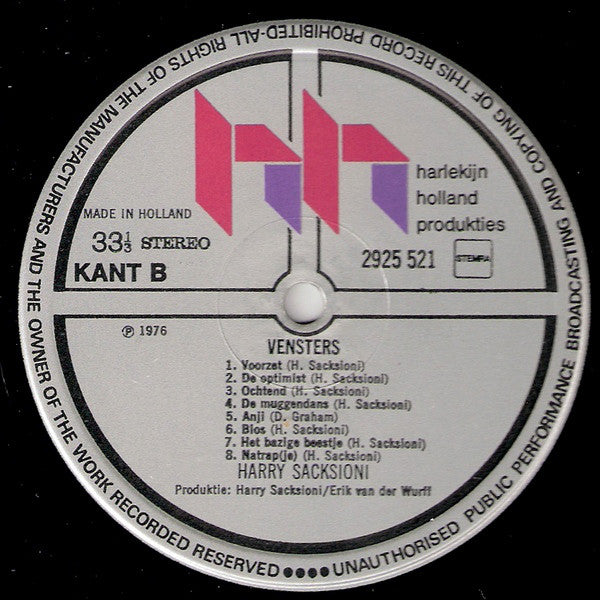 Harry Sacksioni : Vensters (LP, Album)