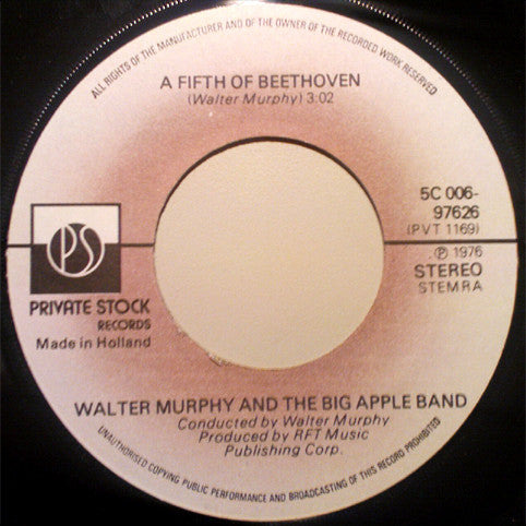 Walter Murphy & The Big Apple Band : A Fifth Of Beethoven (7", Single)