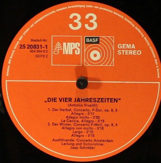 Antonio Vivaldi - Concerto Amsterdam, Jaap Schröder : Die Vier Jahreszeiten (LP, Gat)