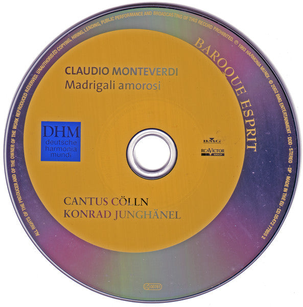 Claudio Monteverdi - Cantus Cölln, Konrad Junghänel : Madrigali Amorosi (CD, Album, RE)
