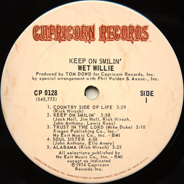 Wet Willie : Keep On Smilin' (LP, Album, San)