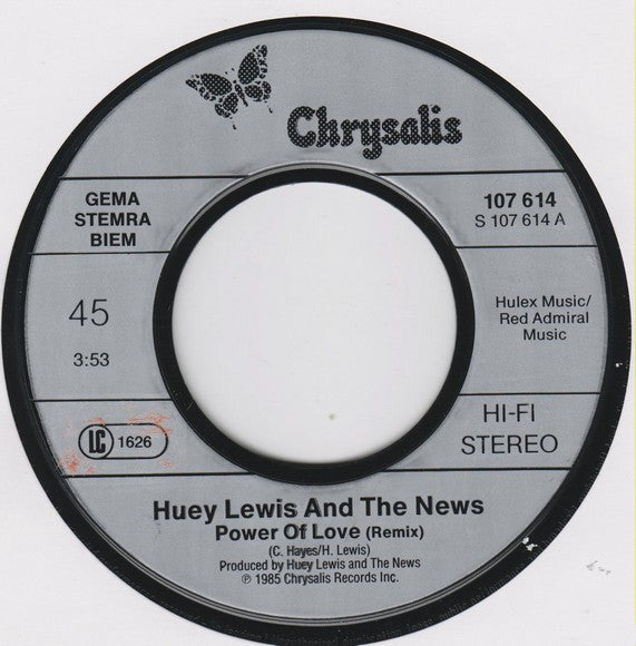Huey Lewis And The News* : The Power Of Love (Remix) (7", Single)