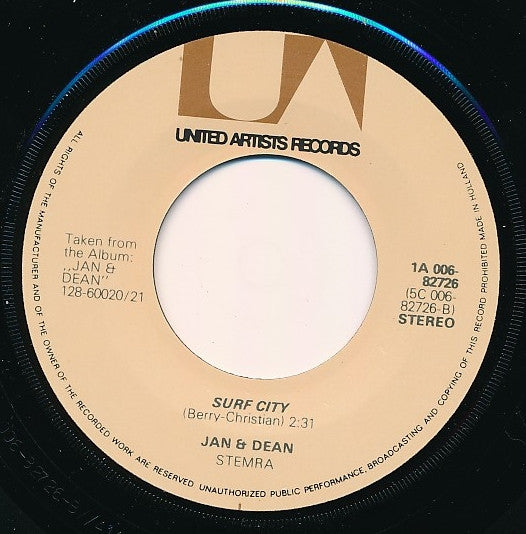 Jan & Dean : Surf City / The Little Old Lady From Pasadena (7", Single)