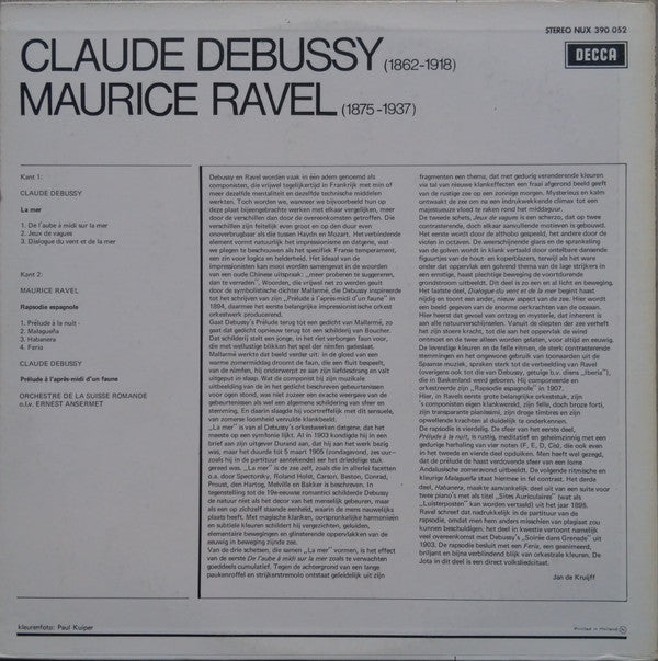 Claude Debussy / Maurice Ravel - Ernest Ansermet Conducting L'Orchestre De La Suisse Romande : La Mer / Prelude A L'Apres-Midi D'un Faune / Rapsodie Espagnole (LP, Album)