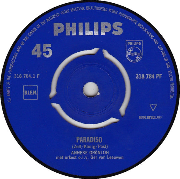 Anneke Grönloh : Paradiso / Niets Ter Wereld Kan Ons Scheiden (7", Single, Mono, 3-P)