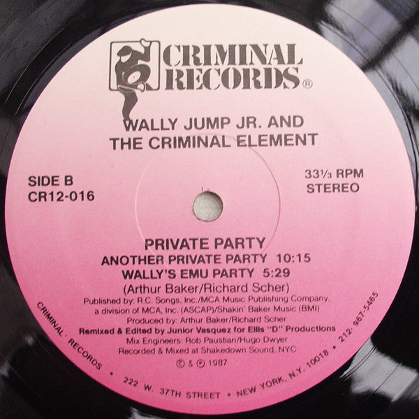 Wally Jump Jr & The Criminal Element : Private Party (12")