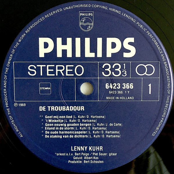 Lenny Kuhr : De Troubadour (LP, Album, RE)