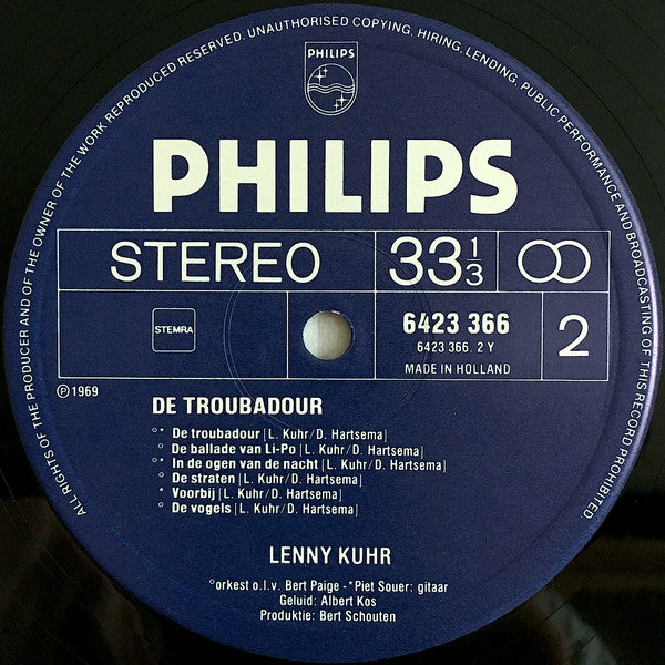 Lenny Kuhr : De Troubadour (LP, Album, RE)