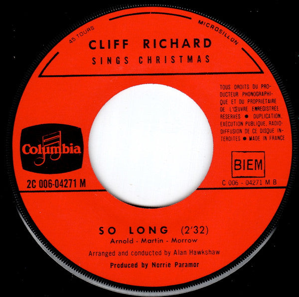Cliff Richard : Sings Christmas (7", Single)