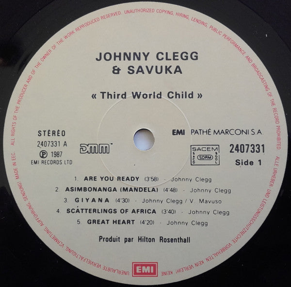 Johnny Clegg & Savuka : Third World Child (LP, Album, Gat)