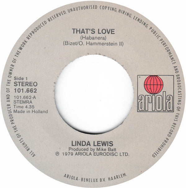 Linda Lewis : That's Love (Habanera) (7")