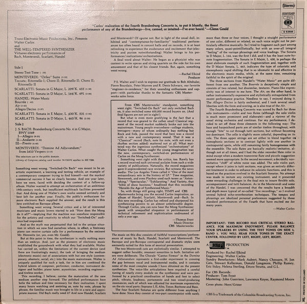 Walter Carlos : The Well-Tempered Synthesizer (LP, Album)