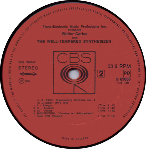 Walter Carlos : The Well-Tempered Synthesizer (LP, Album)