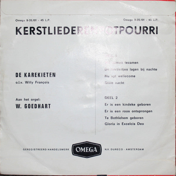 Kinderkoor De Karekieten o.l.v. Willy François : Kerstliederenpotpourri (7", Single)