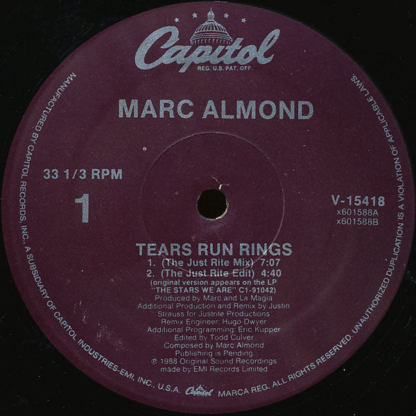 Marc Almond : Tears Run Rings (12", Ind)