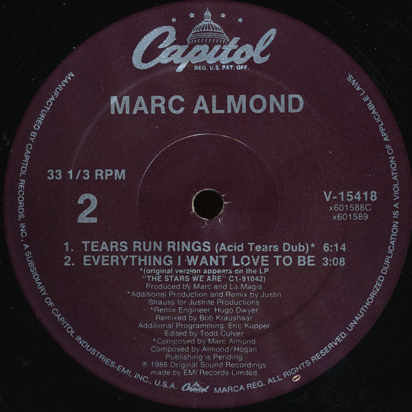 Marc Almond : Tears Run Rings (12", Ind)