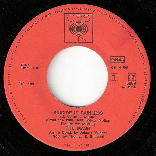 The Mash : Suicide Is Painless (7", Single)