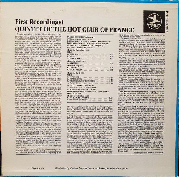 Quintette Du Hot Club De France : First Recordings! (LP, Comp, RE, RM, Blu)