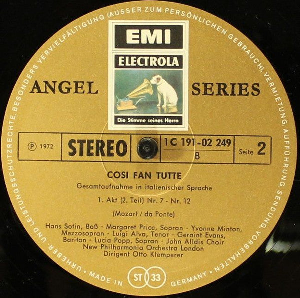 Wolfgang Amadeus Mozart - Margaret Price, Yvonne Minton, Lucia Popp, Luigi Alva, Geraint Evans, Hans Sotin, Otto Klemperer, New Philharmonia Orchestra : Cosi Fan Tutte   (4xLP + Box)