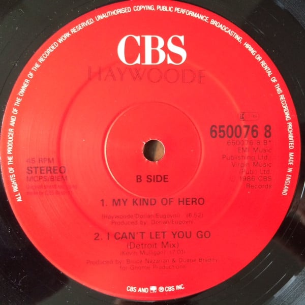 Haywoode : I Can't Let You Go (Detroit Dub Mix) (12", Single)