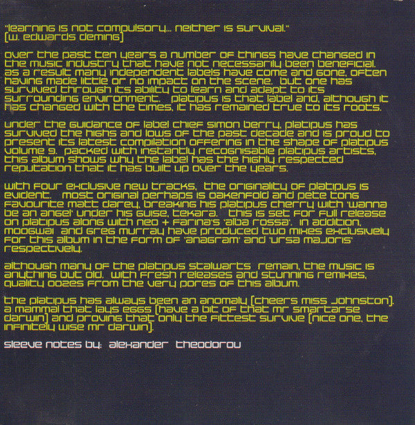 Various : Platipus Nine (2xCD, Comp)
