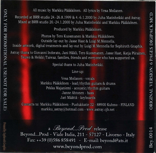 Astray (2) : Alone (CD, MiniAlbum, Promo)