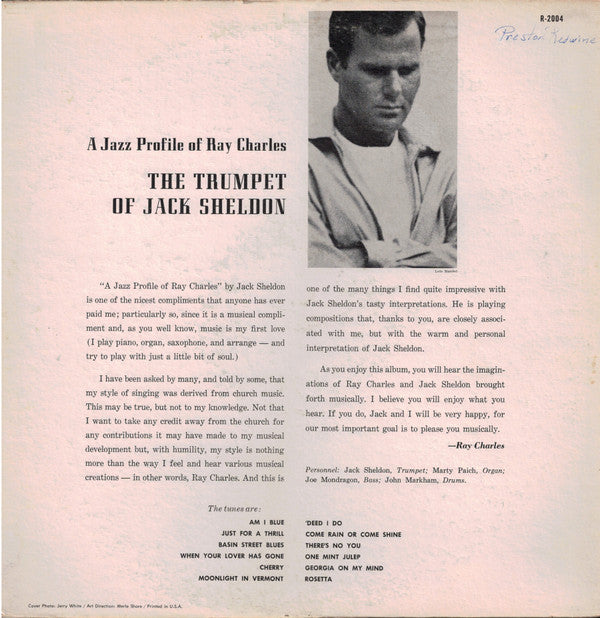 Jack Sheldon : A Jazz Profile Of Ray Charles (LP, Album)