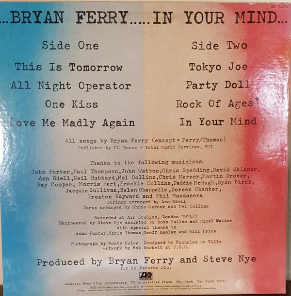 Bryan Ferry : In Your Mind (LP, Album, Mon)