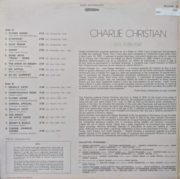 Charlie Christian : Live 1939 / 1941 (LP, Comp)